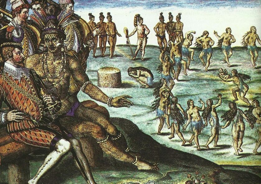 La rencontre de deux mondes, gravure