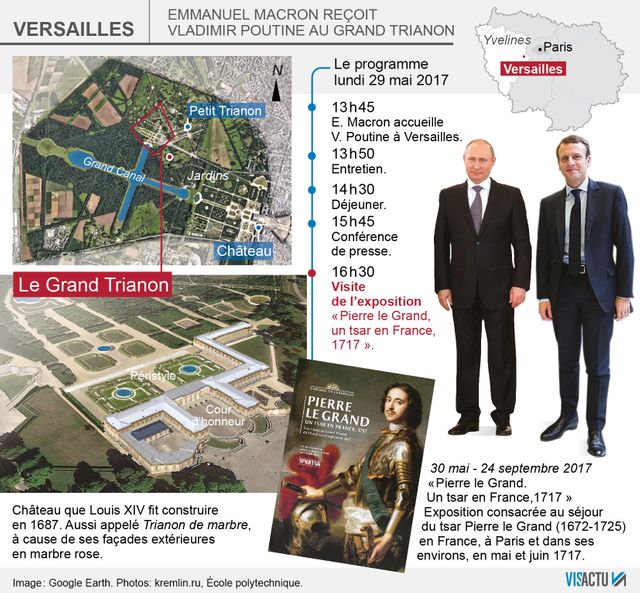 Emmanuel Macron reçoit Vladimir Poutine à Versailles