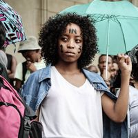 Manifestation féministe à Johannesburg en avril 2016