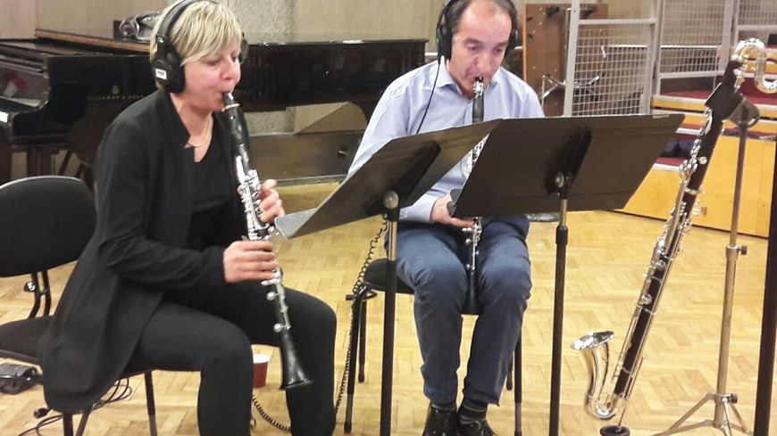 Béatrice Berne et Jean-Marc Fessart en enregistrement pour Tapage Nocturne