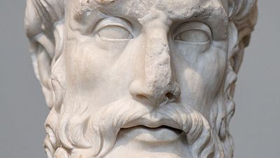Tête d'Épicure. Copie romaine de l'époque impériale (IIe siècle apr. J.-C.) d'après un original grec de la première moitié du IIIe siècle apr. J.-C. - Marie-Lan Nguyen