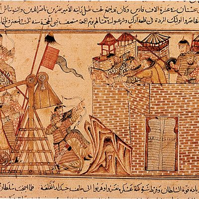 Les Mongols assiégeant une ville, XIIIe siècle