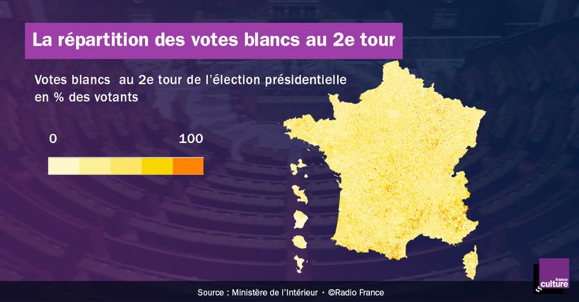 La carte des votes blancs au 2e tour de l'élection présidentielle