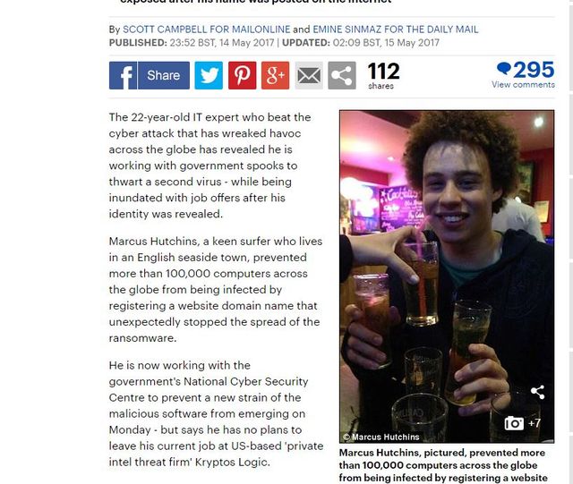 Capture écran du site du Daily Mail