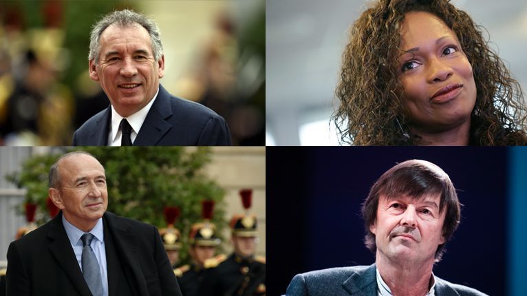 François Bayrou, Laura Flessel, Nicolas Hulot et Gérard Collomb entrent dans le premier gouvernement d'Édouard Philippe.