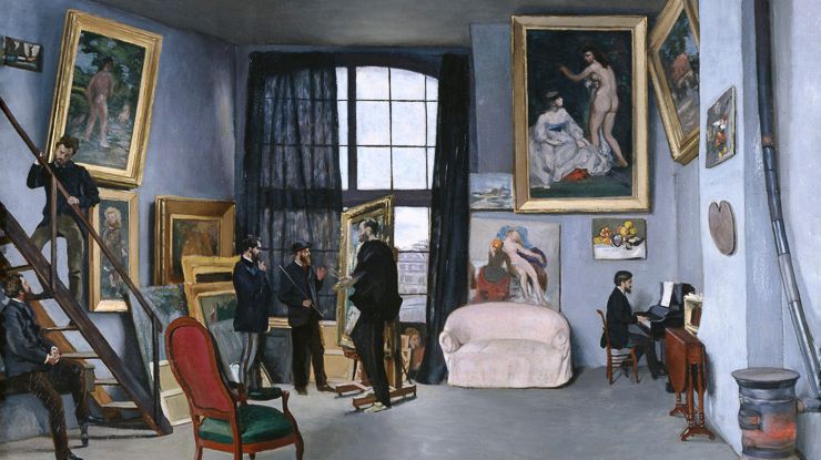 Frédéric Bazille, Bazille's Studio or The Studio on the Rue La Condamine, winter 1869-1870, oil on canvas 98 x 128.5 cm (38 9/16 x 50 9/16 in.), Musée d'Orsay, Paris, bequest of Marc Bazille, 1924