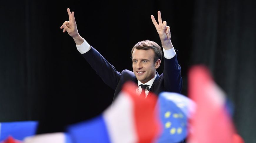Emmanuel Macron en meeting en avril 2017