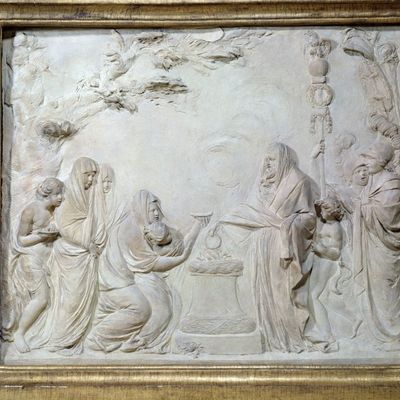 Consécration d'une Vestale en présence des déesses Minerve et Vesta, Bas relief en terre cuite d'Etienne d'Antoine, 1786, Musée des Beaux-Arts, Palais Longchamp, Marseille