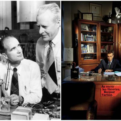 Photo of (from left) John Bardeen, William Shockley and Walter Brattain, the inventors of the transistor, Bell Labs, 1948/Pierre-Gilles de Gennes photographié par Studio Harcourt Paris, (http://studio-harcourt.eu/)