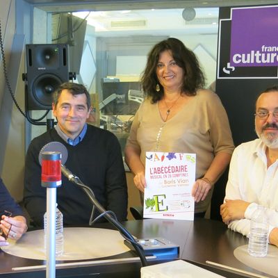 France Culture, studio 152... Françoise Canetti, Nicolas Debard, Aline Pailler & Olivier Ivanoff (de g. à d.)