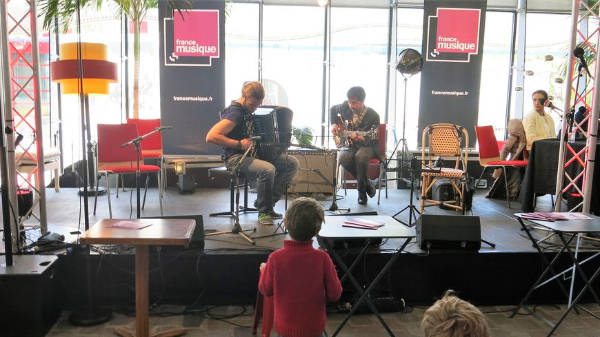 France Musique à Musicora, 29 avril 2017... En live ! Charles Kieny, session accordéon-jazz, duo guitare électrique-accordéon avec Martin Ferreyros, guitare (de g. à d.)