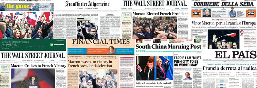 Montage des Unes de la presse étrangère