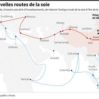 Itinéraire du projet chinois de relancer les routes de la soie, terrestres et maritimes, à l'ère de la mondialisation
