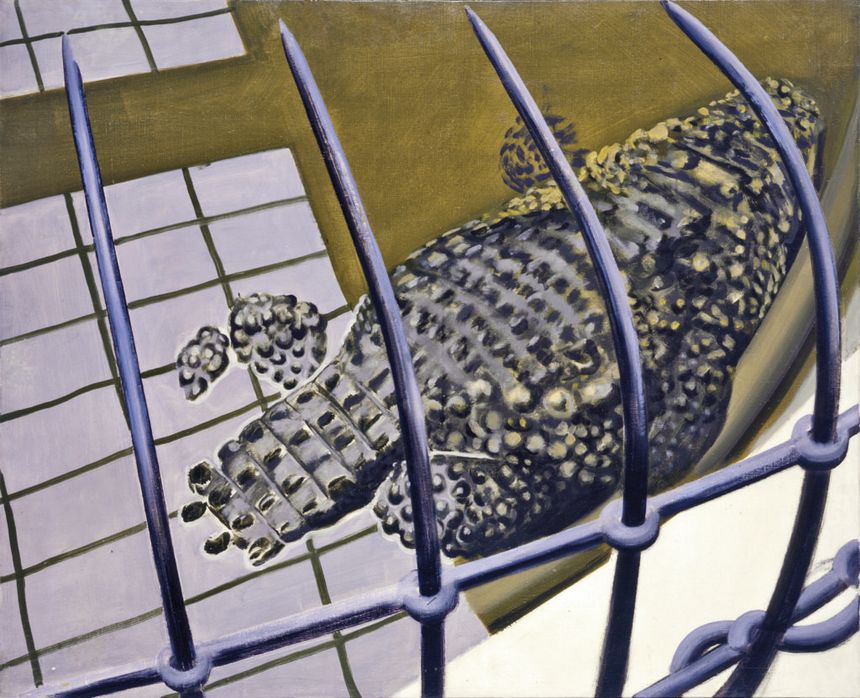 Gilles Aillaud, « Dos de crocodiles dans l’eau », 1967, huile sur toile