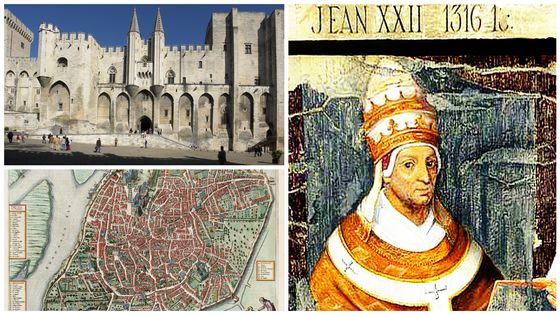 Palais des papes, Avignon / Avenio Vulgo Avignon - 1663 / Miniature de Jean XXII en 1316 - Hans Peter Schaefer / * / *
