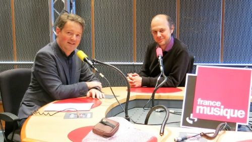 France Musique, studio 134... Le producteur Benjamin François & Laurent Lefrançois, compositeur et réalsateur (de g. à d.)