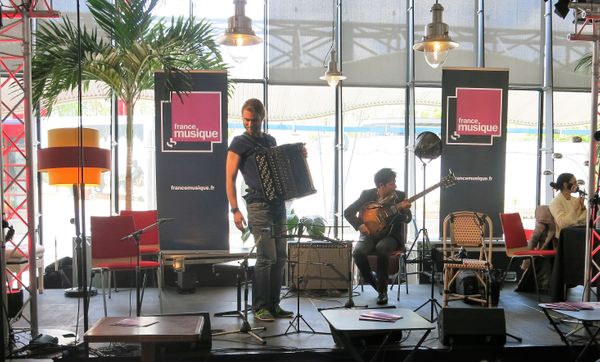 France Musique à Musicora, 29 avril 2017... En live ! Charles Kieny, session accordéon-jazz, duo guitare électrique-accordéon avec Martin Ferreyros, guitare (de g. à d.)