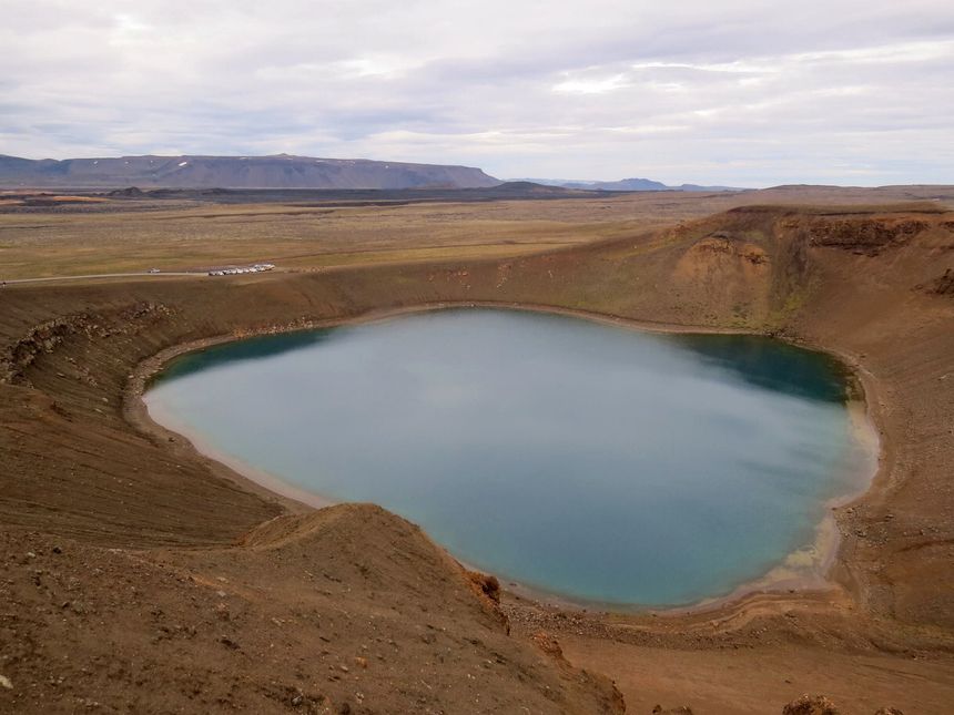 A view of the main crater of the Krafla volcano near Reykjahlid