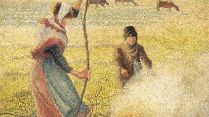 Camille Pissarro, Gelée blanche, jeune paysanne faisant du feu (1888) huile sur toile ; 92,5 × 92,5 cm France, Paris musée d’Orsay