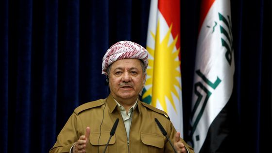 Le président du Kurdistan irakien, Massoud Barzani, lors d'une conférence avec le ministre des Affaires étrangères Sigmar Gabriel, le 20 avril 2017 ©Reuters - Azad Lashkari