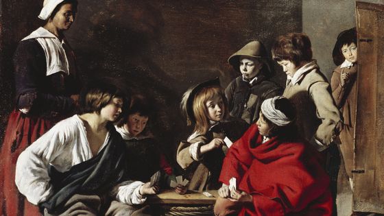 Louis Le Nain, Les Joueurs de cartes, signé en bas à gauche : « Lenain.fecit. », vers 1635-1638, huile sur toile, H. 0,55 ; L. 0,642, Londres, Royal Collection Trust, Her Majesty Queen Elizabeth II, RCIN 405944, Royal Collection Trust - Her Majesty