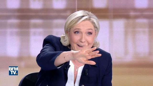 Marine Le Pen pendant le débat qui l'opposait à Emmanuel Macron le 3 mars 2017