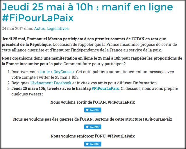 Capture d'écran du site de la France Insoumise