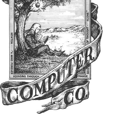 Apple's absolute first logo, pre 1976. Drawn by then co-founder Ronald Wayne.