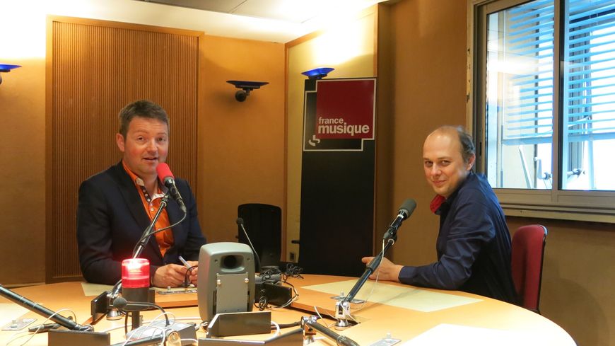 France Musique, studio 151... Le producteur Benjamin François & Laurent Lefrançois, compositeur-réalisateur de l'émission (de g. à d.)