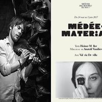 Photo captation du spectacle "Le froid augmente avec la clarté" et affiche de "Médée-Matériau"