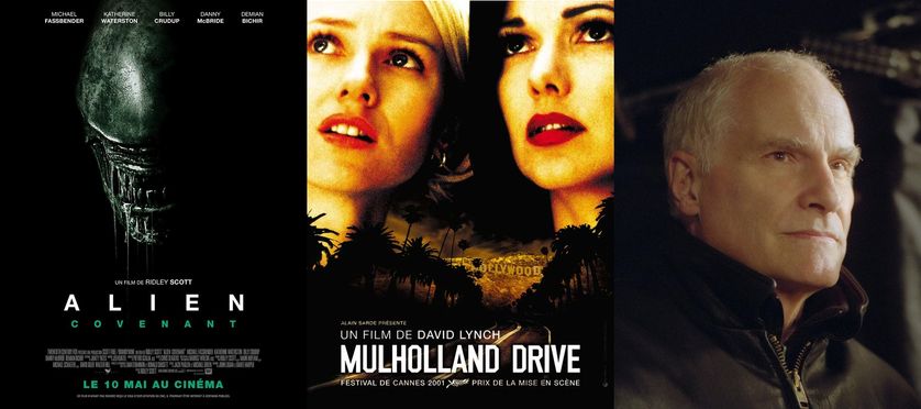 Affiches "Alien:Covenant", "Mulholland drive" et photo de Barbet Schroeder