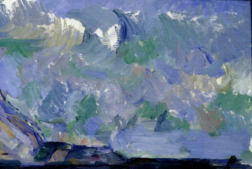 Détail du ciel in "La montagne Sainte Victoire". Peinture de Paul Cézanne, 1902.