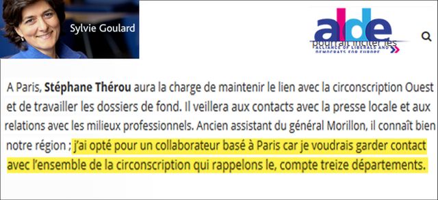 Capture d'écran du site Alde le 8 juin 2017, Sylvie Goulard sur Stéphane Thérou