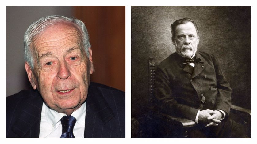 1 - Charles Mérieux – Photo prise le 16 juin 1993 à Marcy l’Etoile(Lyon) 2 - Louis Pasteur – Photo de Félix Nadar