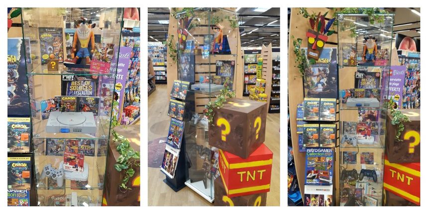 La mise en avant au magasin Cultura de Limoges de Crash Bandicoot pour PS4 pour sa sortie le 30 juin 2017