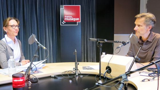 France Musique, studio 131... Laurence Decobert, conservateur en chef au département de la Musique de la BnF & le producteur Philippe Venturini (de g. à d.) ©Radio France - Annick Haumier-France Musique