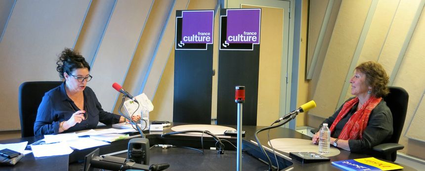 France Culture, studio 152... La productrice Aline Pailler & Marie-Josée Mondzain, philosophe, directrice de recherches au CNRS (de g. à d.)