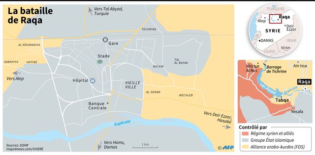 Le contrôle des territoires à Raqqa