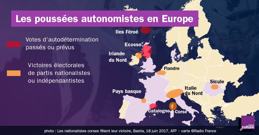 La carte des mouvements autonomistes en Europe