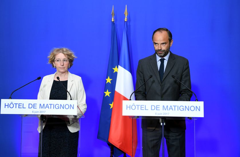 La ministre du travail, Muriel Penicaud, et le premier ministre, Edouard Philippe, au cours de la conférence de presse sur la réforme du travail le 6 juin 2017.