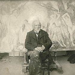 Paul Cézanne dans son atelier des Lauves en 1904. (Aix-en-Provence)