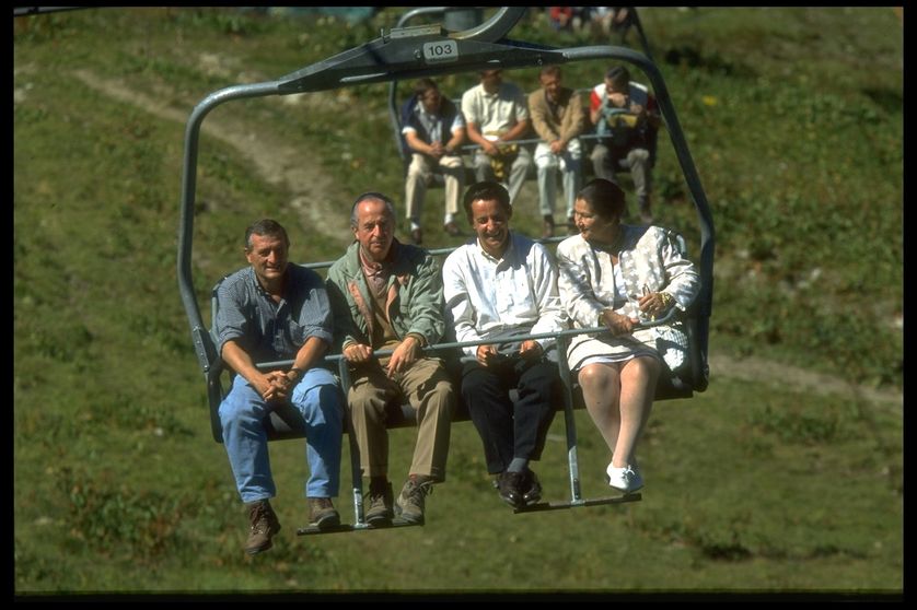 Edouard Balladur avec ses soutiens en 1995 : François Léotard, Nicolas Sarkozy et Simone Veil