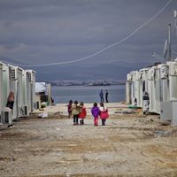 Une 'rue' dans la camp de Skaramagas