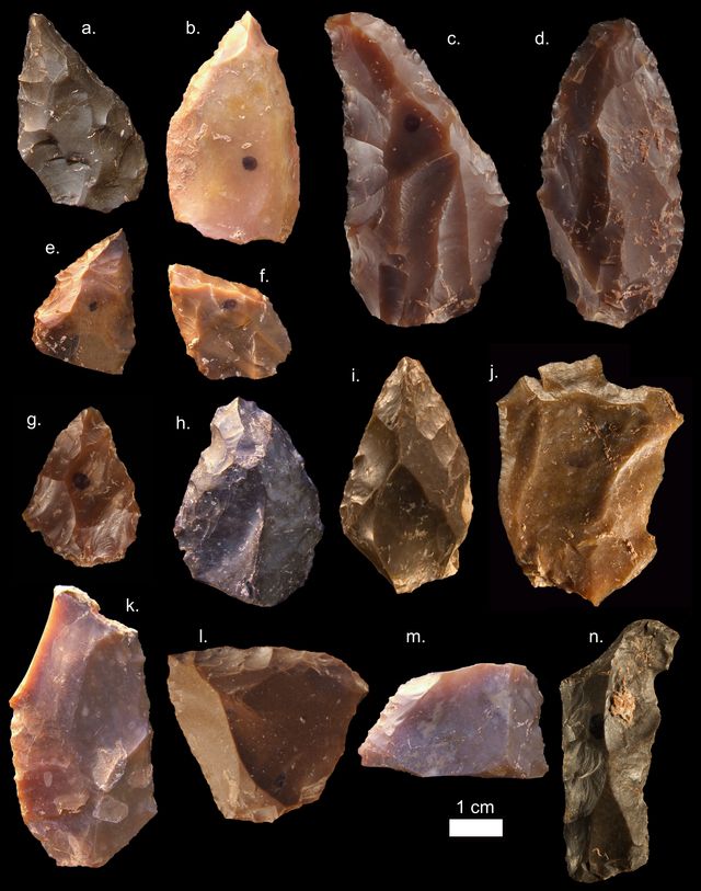 Quelques outils de pierre du "Middle Stone Age" de Jebel Irhoud (Maroc)