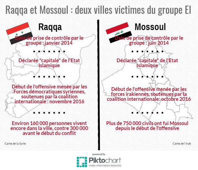 Raqqa et Mossoul : deux villes victimes du groupe EI