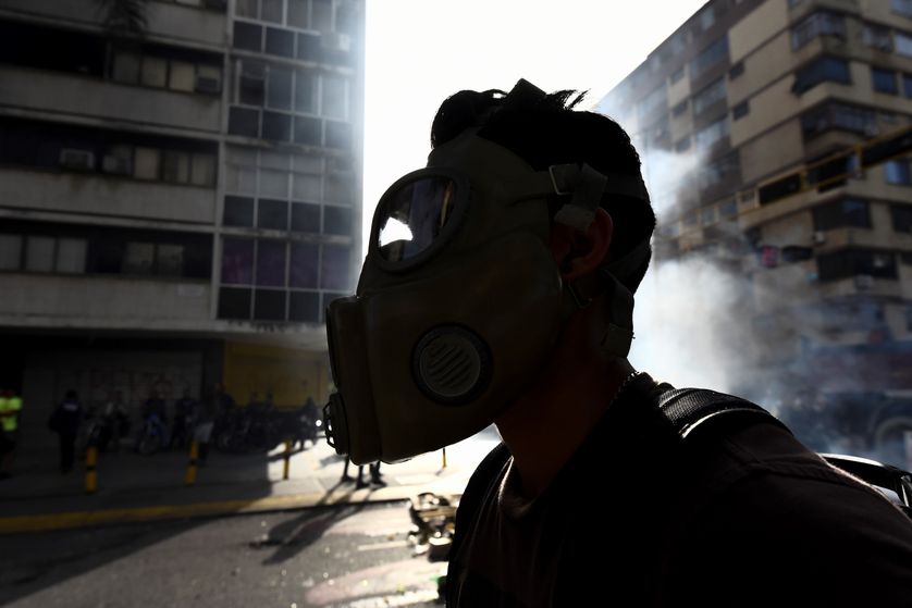 Manifestant réclamant la démission du président vénézuélien Nicolas Maduro