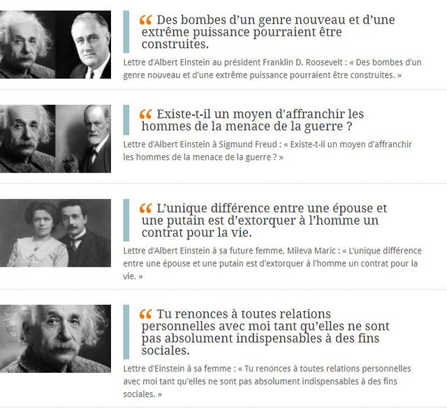 Les lettres d'Einstein sur deslettres.fr