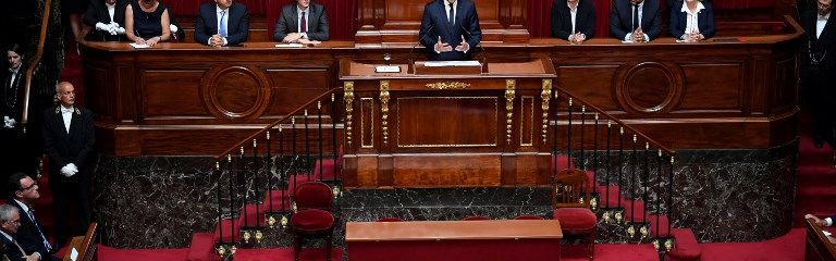 Emmanuel Macron à la tribune du Congrès à Versailles