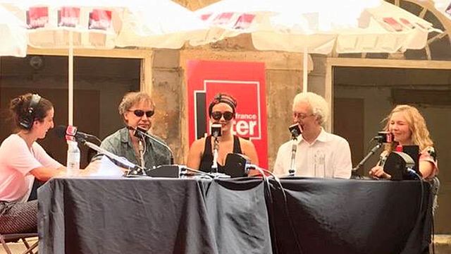 de g. à d. : Anna Sigalevitch, Jean François Sivadier, Julie Fuchs, Bernard Foccroulle et Elsa Dreisig au Festival d'Aix en Provence (08 juillet 17)