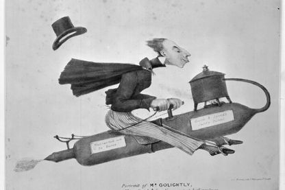 L'homme sur la machine volante, le nouveau brevet de Quick and Speed, haute pression, 1900 L'homme sur la machine volante, le nouveau brevet de Quick and Speed, haute pression, 1900
